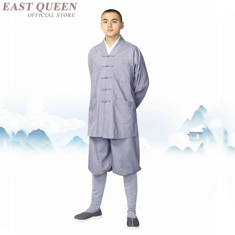 Boeddhistische monnik gewaden kleding kostuum shaolin monnik kleding boeddhistische monnik kleding uniform meditatie kleding KK2221 Y: 1 / S