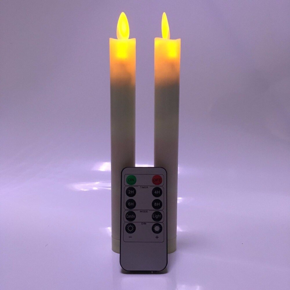 Pack of 2 Warm White Remote Led Swing Electronic Candles,Timer Battery Led Pillar Candles With Dancing Moving Flame,Base Include