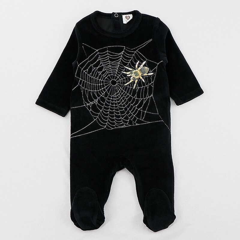 bambino pagliaccetti footies abbigliamento maniche lunghe abbigliamento per bambini velluto nero bambino generale bambino ragazzo ragazza Abiti animale ragno pagliaccetto