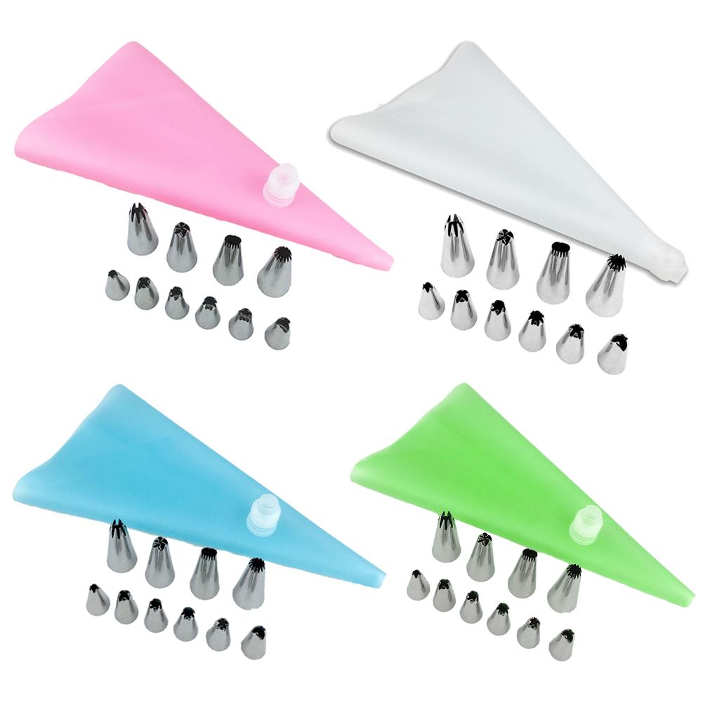12 Stks/set Diy Cake Decoratie Tips Met Piping Tip Spuitzak Rvs Sproeier Set Voor Cake Maken Keuken Bakken gereedschap