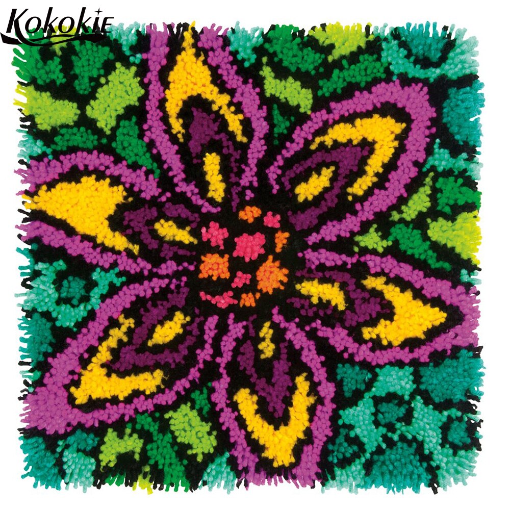 Diy Accessoires Voor Knooppakket Klink Haak Kleed Klink Haak Tapijt Kits Canvas Afdrukken Bloem Patroon Foamiran Voor Handwerken