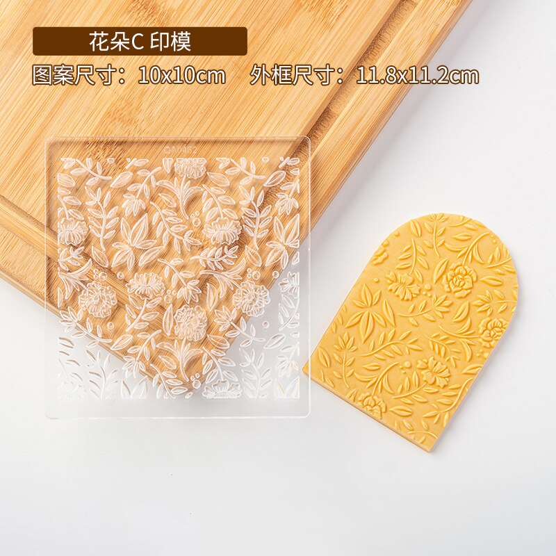 Kleine Bloem Bladeren Patroon Fondant Mold Acryl 3D Embosser Stempel Gebak Suiker Ambachtelijke Vorm Biscuit Cutter Cookie Pers Stempel: QA0452