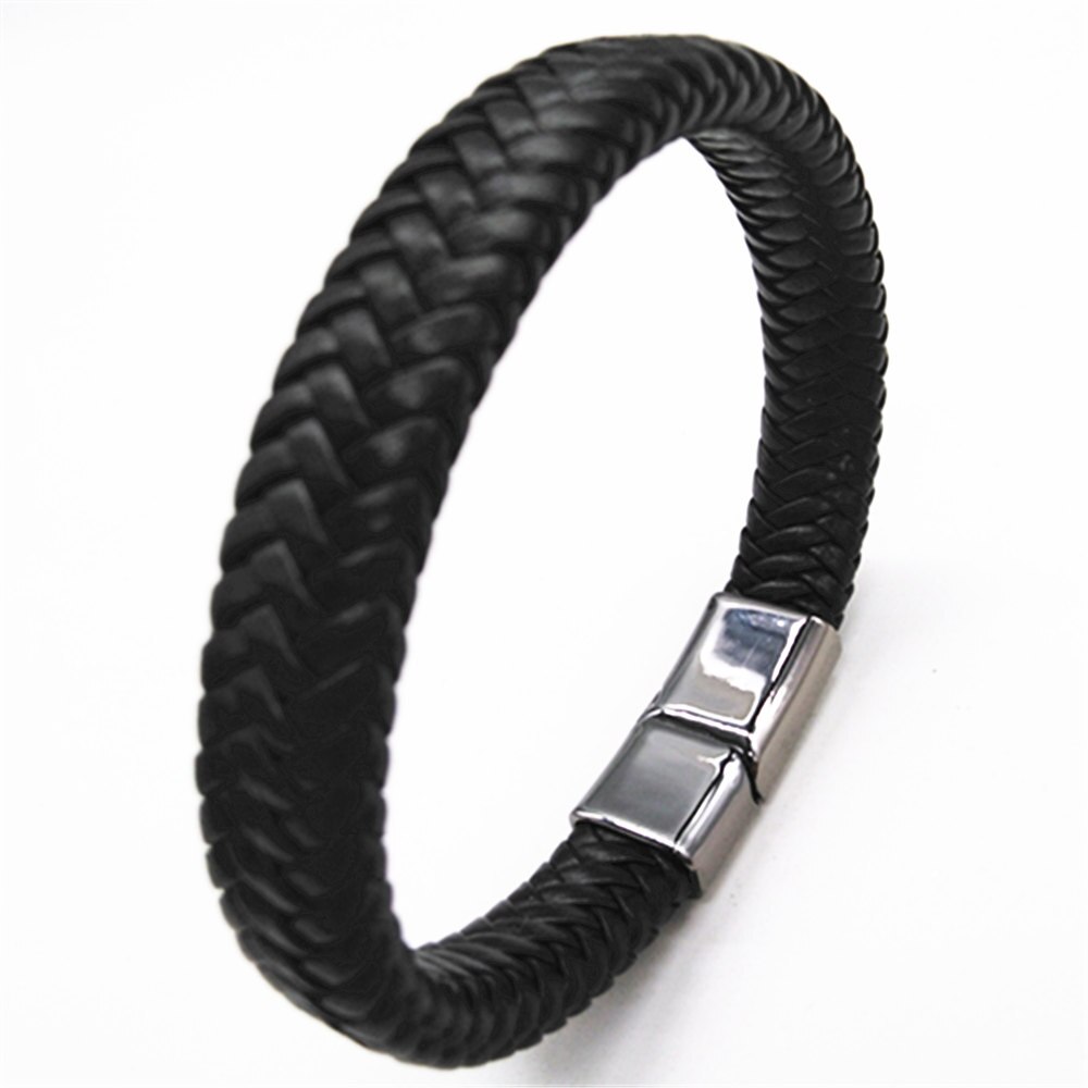 Pulseira magnética preta azul, masculina, punk rock, artesanal, moda, pulseira de couro, joia masculina