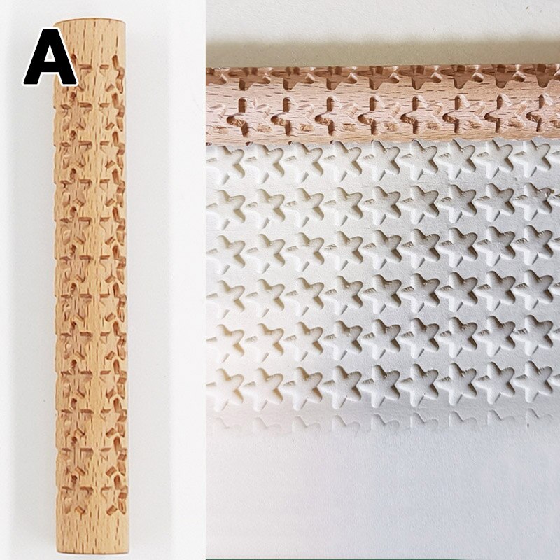 Wooden Texture Mud Pressed Roller Pattern Roller Rod Embossed Polymer Clay Rolling Pin Ceramic Pottery Art: A