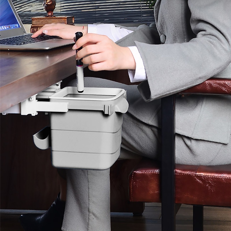 Poubelle à tiroir adhésif de bureau gain de place, crayon sous support de bureau collant, cosmétiques vaisselle, seau organisateur
