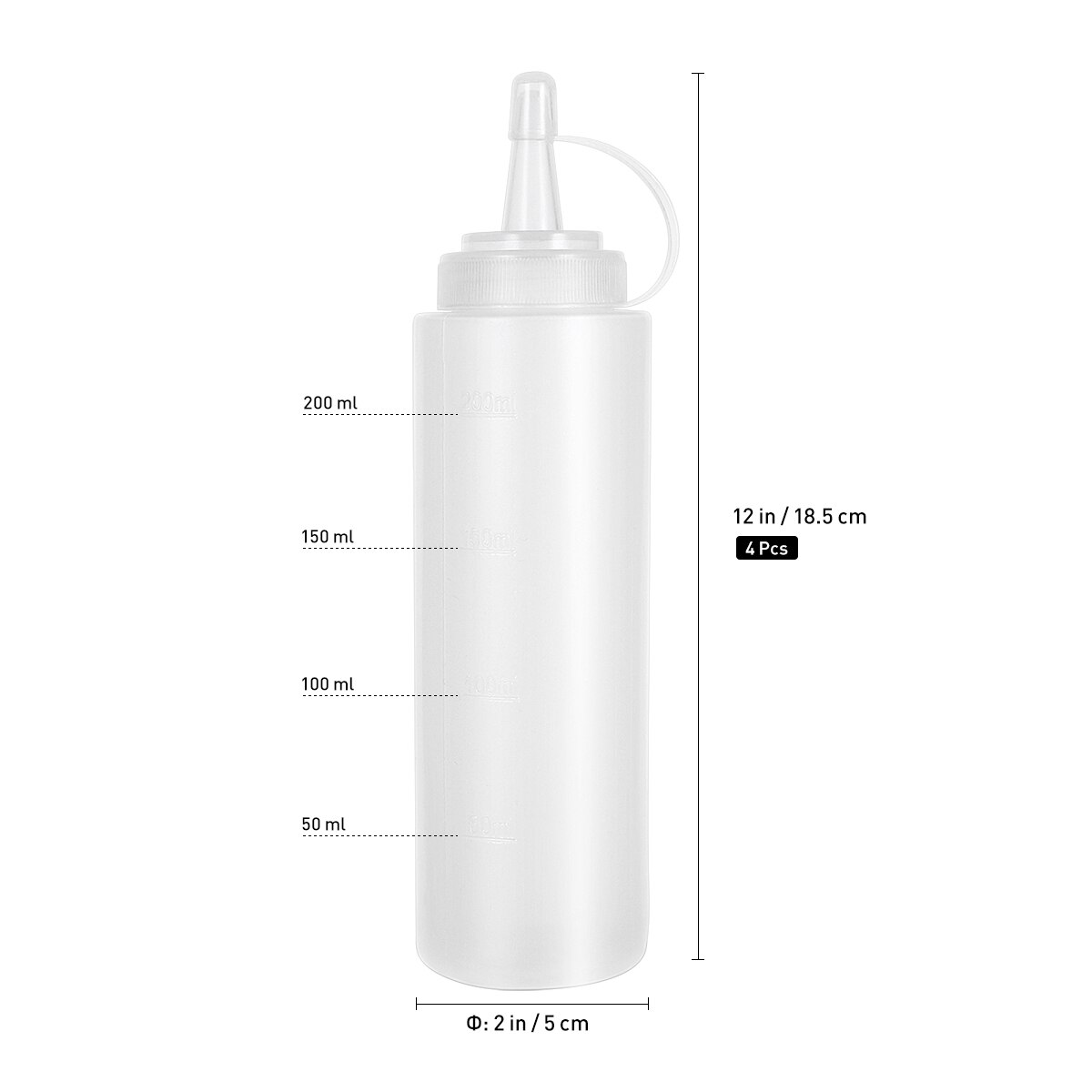 4 stuks plastic voedselveilige spuitfles voor saus en saus voor mosterd-ketchupdressing