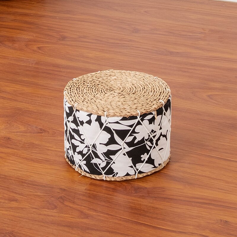 Nordique Simple fait main Futon coussin japonais Tatami paille tissu tabouret rembourré rond baie fenêtre bohème tapis: 07 / 30x30x20cm
