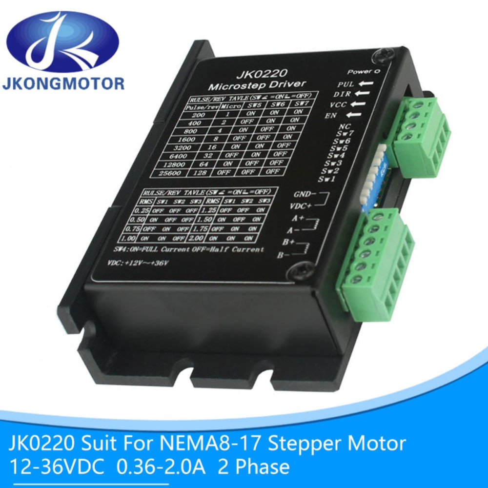 2 Phase Stepper Motor Driver Suit for NEMA 8-NEMA 17 Stepper Motor 12-36 VDC 0.3-2.0A 2-phase Digital Stepper Motor Controller