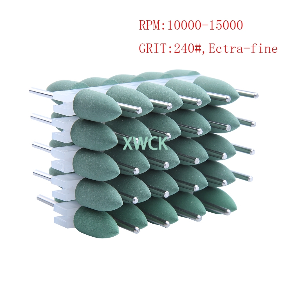 50pcs 2.35mm Dental silicone Polishers Resin Base Acrylic Polishing Burs dental polishing Equipment: 50pcs Green Pointed