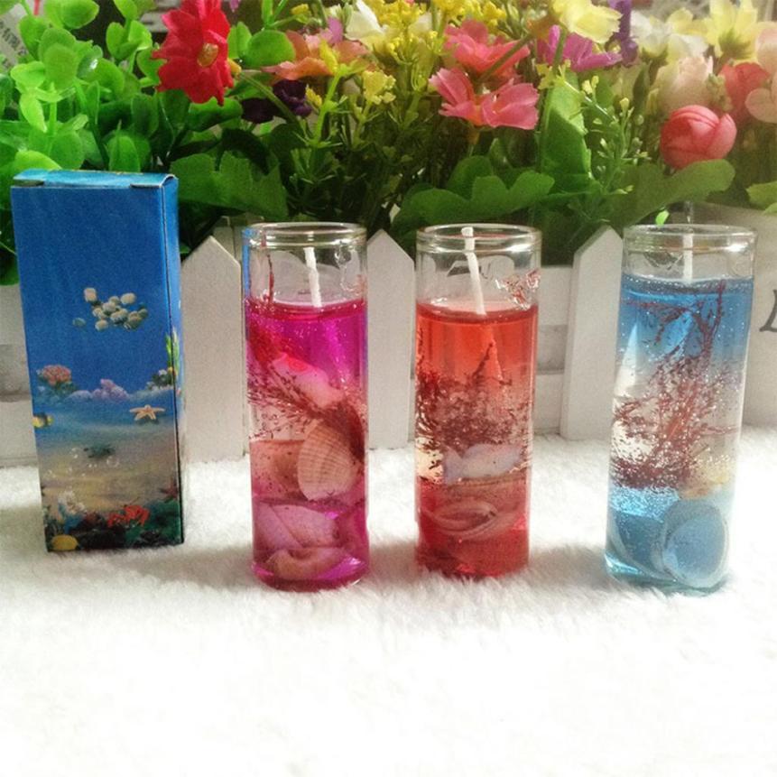 1PC Crystal Glass Candle Holder Romantic Wedding Bar Party Decor Candlestick Ocean Shells Valentines Scented Jelly Candle 50p