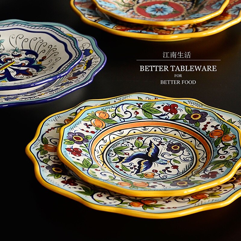 Vaisselle bohême maison de noël style européen ethnique douane série céramique plats occidentaux grandes assiettes
