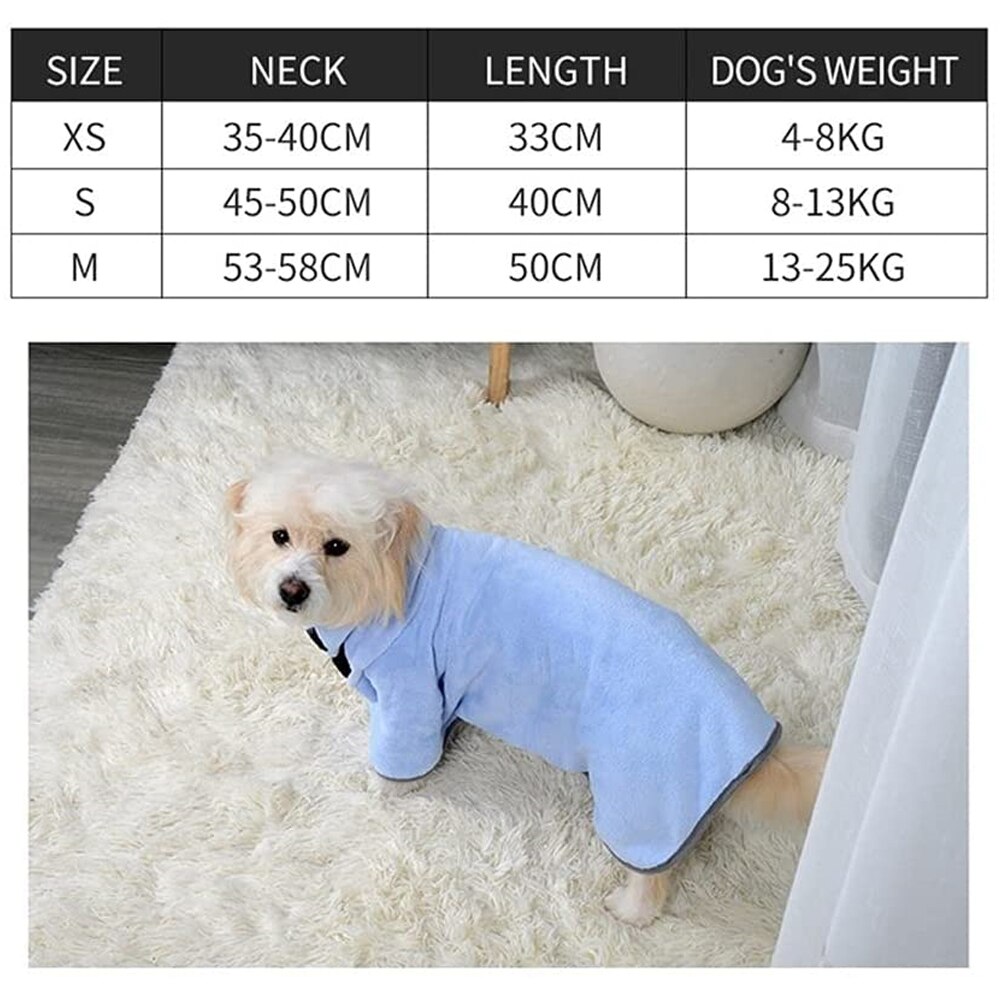 Bata de baño de algodón para perros, toalla de secado superabsorbente, paño de limpieza para mascotas pequeñas, medianas, perros y gatos grandes