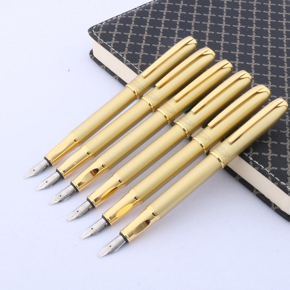 Penna stilografica in metallo dorato di alta qualità con punta piatta in metallo gotico parallelo