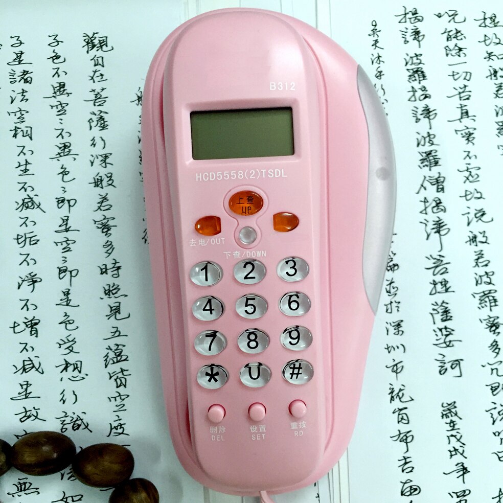 Retro home mini fixed Telephones hang up flatwise on Hanging landline Phone Wall Mounted Backlight Fixe Telefonos De bedroom