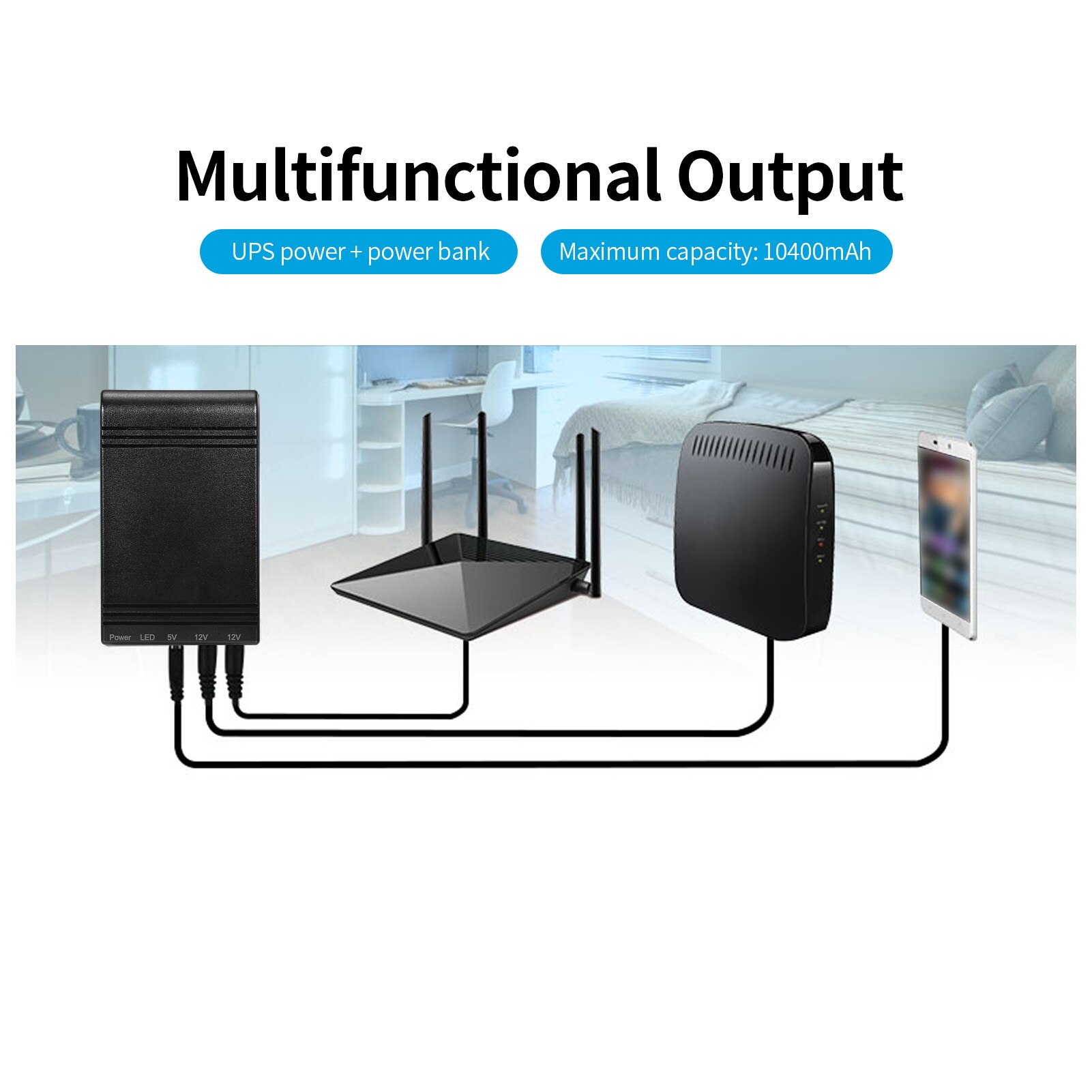 WGP103 Mini DC UPS Wonderful Green Power Multi-Output UPS Uninterruptible Power Supply DC Power Bank 5V-9V-12V Mini DC UPS