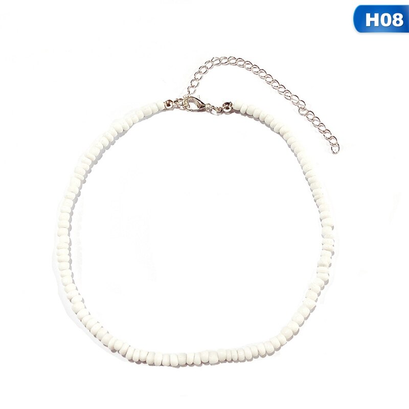 1Pcs Böhmen Kleine Perlen Halsketten Für Frauen Boho Kurze Halsband Charme Boho Halskette Cool Hals Schmuck: H08