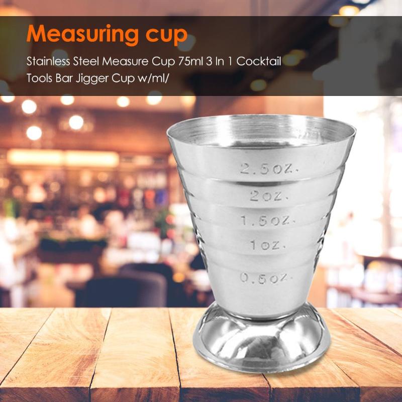 Målebeger med skala 75ml målebeger i rustfritt stål cocktail verktøybar blandet drikke jigger skje kjøkken baking te kopp