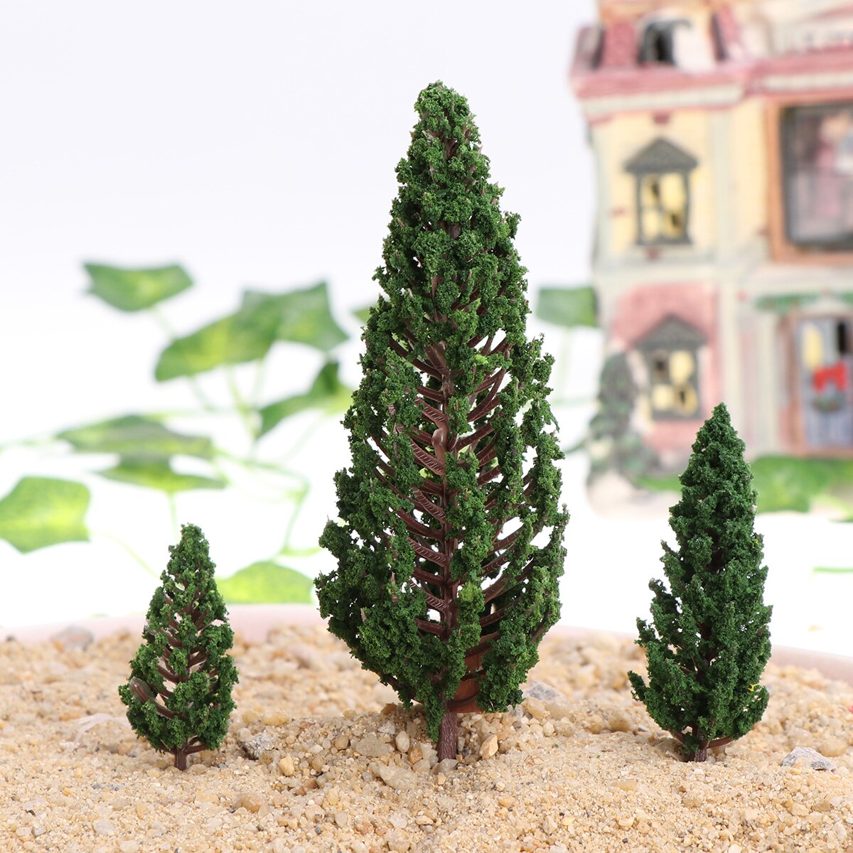 NICEXMAS 10pcs Model Trees Simulation Park Street Diorama Scenery Layout Miniature Landscape Scenery Home Garden Decoration