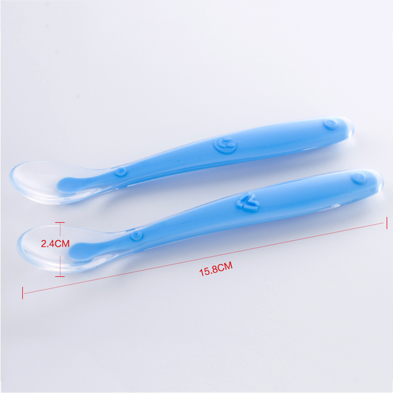 Cucharas de alimentación de silicona suave para niños, cuchara infantil de seguridad, herramientas de vajilla de retales