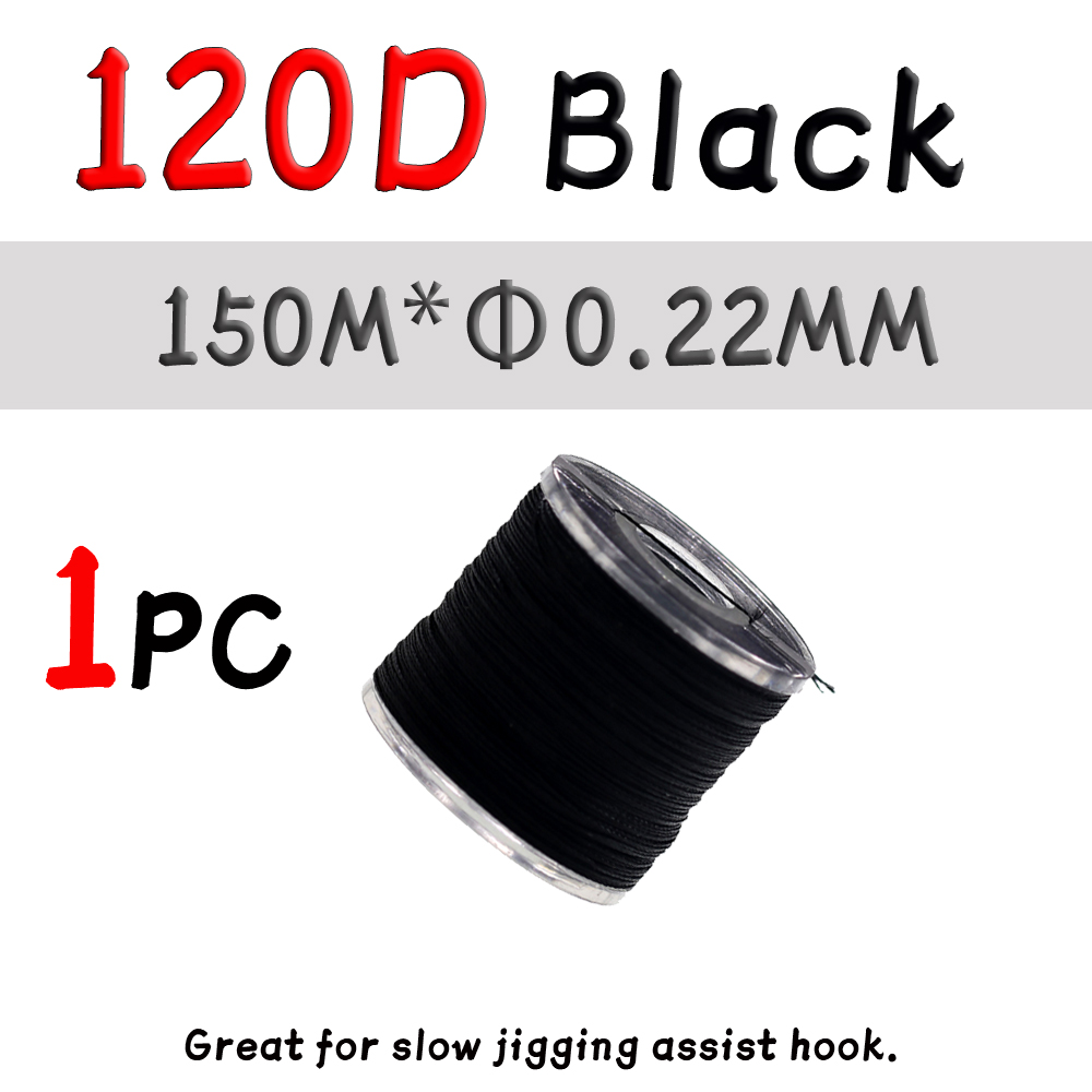 WIFREO 150D słonowodne wędkowanie spowolnienie Assist Jigging haki wiążące nici ręcznie dzianinowe nici Fishing Lure wiązanie muchowe Gear Tackle: 120D Black