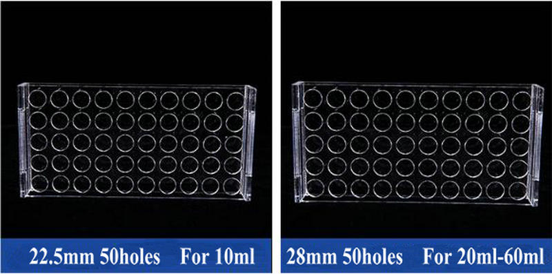 50Holes Lab Sample Bottle Rack Reagent Analytical Bottle Holder Perspex Chromatographic Bottle Rack For 2/3/5ml/10ml/20ml-60ml