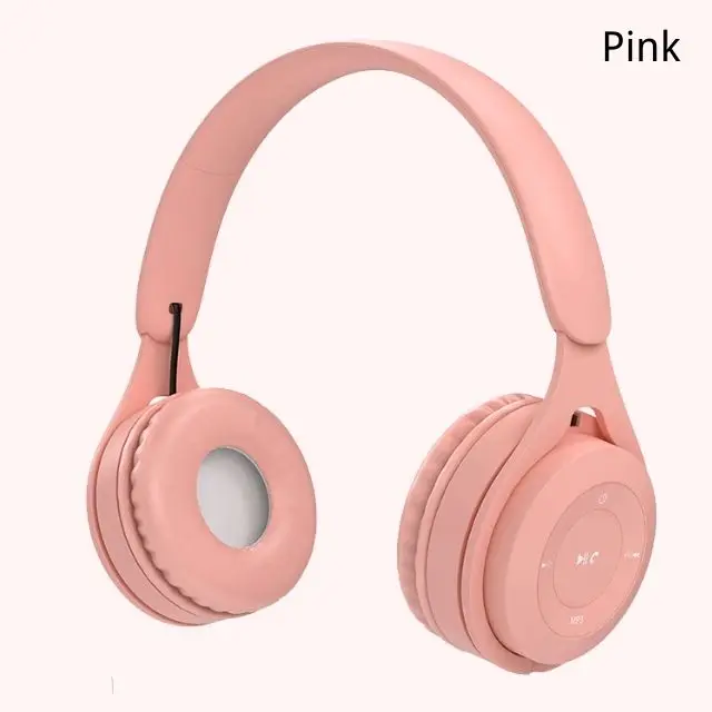 Børnehovedtelefoner trådløse bluetooth-øretelefoner stereo foldbare hjelme gaming headset over-ear hovedtelefoner til android ios: Lyserød