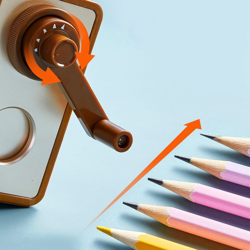 Deli-afilador de lápices modelo clásico para diferentes tamaños de punta, hoja de larga duración, papelería escolar, afiladores de manivela manual