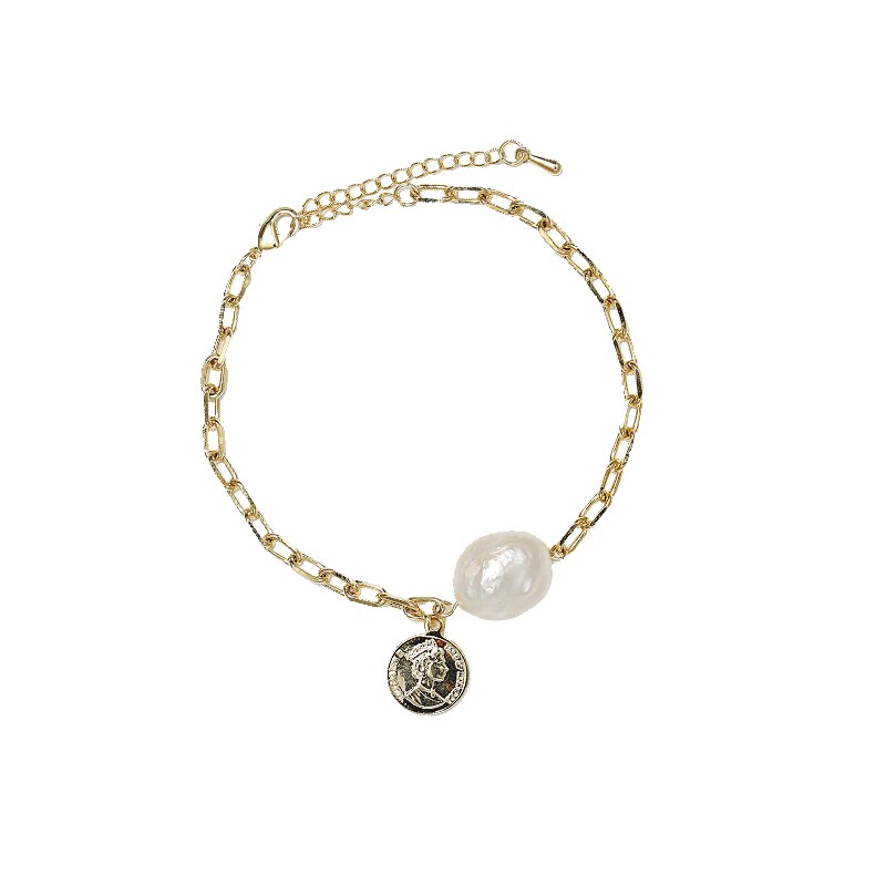 Yhpup naturel perles Portrait chaîne Bracelet Bracelet été bijoux pour femmes à la bijoux accessoires: Gold