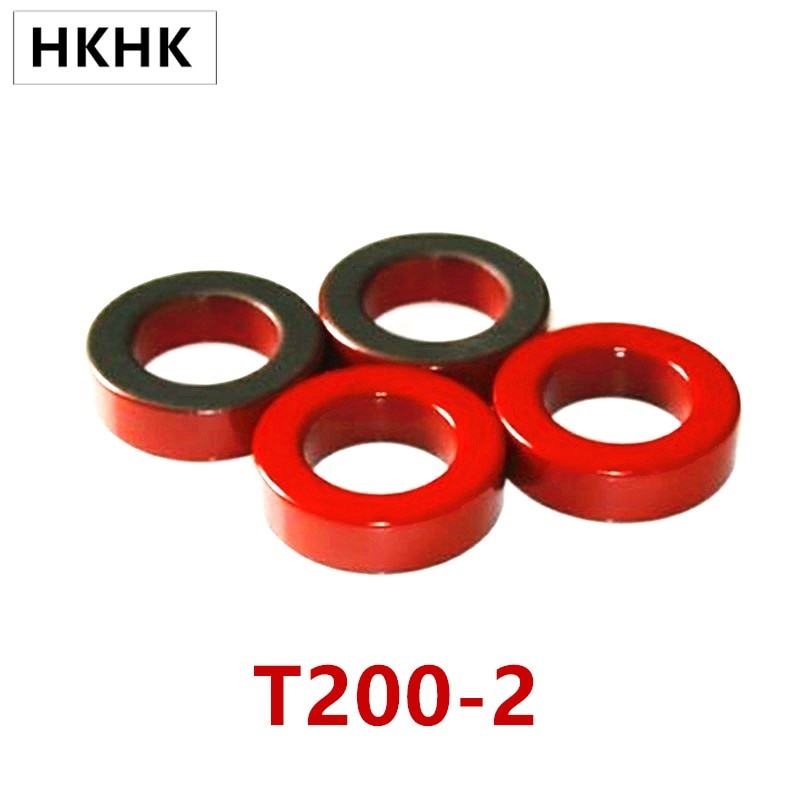 T200-2 Hoge Frequentie Van Carbonyl Ijzerpoeder Core Magnetische Ijzeren Kern Magnetische Ferriet Ring Rood Grijs Maat 50.8*31.8*14