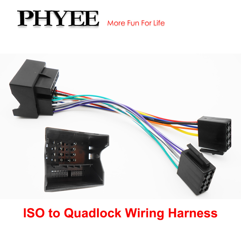 Arnés de cableado Quadlock, para autoradio ISO, cable eléctrico automotriz, compatible con VW, Seat, Skoda, BMW, Ford