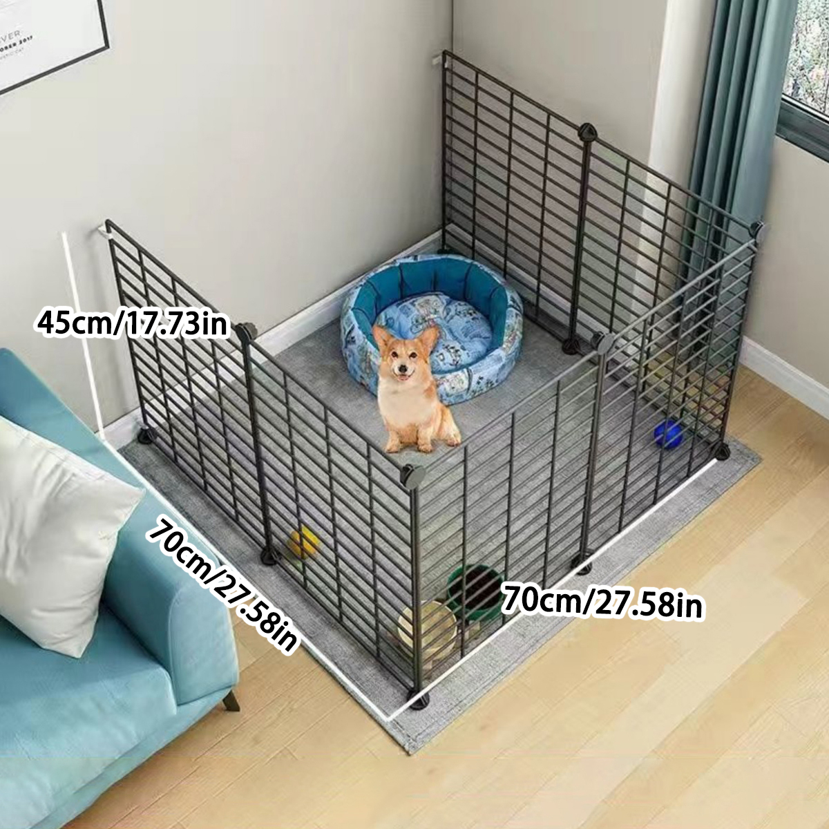 Pet Fence Dog Fence Indoor with Toilet Area Small and Medium-Sized Dog Kennel Free Combination Home Isolation Dog Cage: light green