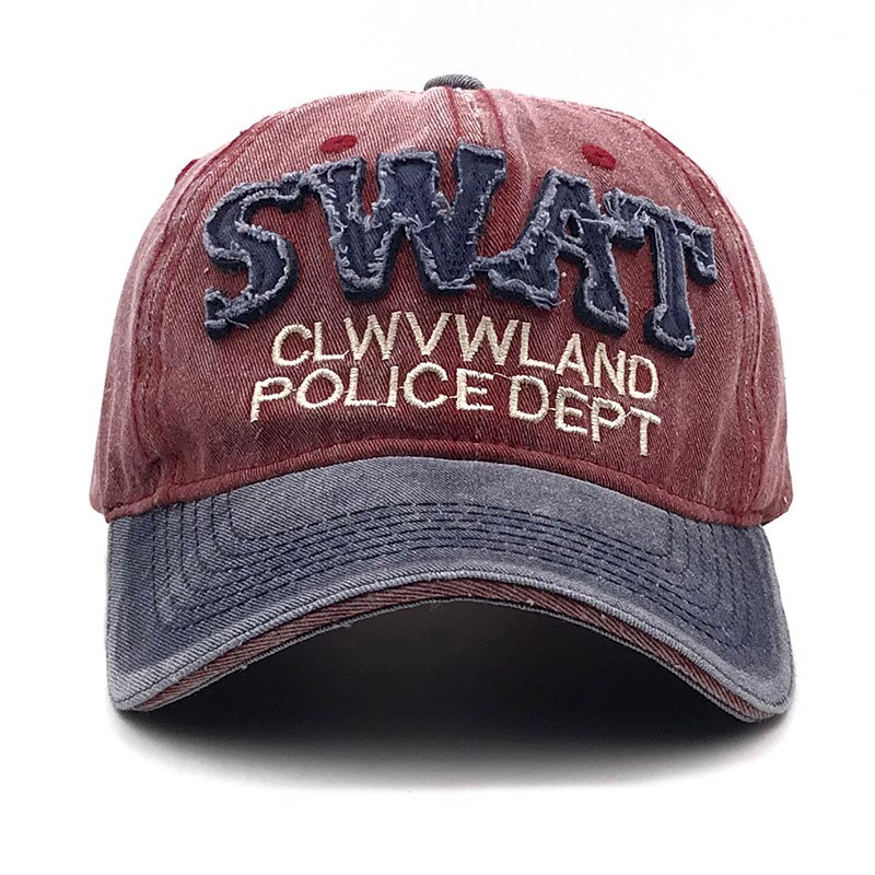 Baseball cap swat hatte til mænd kvinder mærke snapback hætter mandlig vintage vasket bomuld politi broderihætter knogle far hat: C5