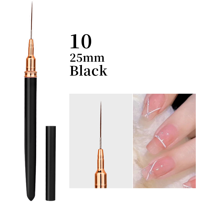 Pincel delineador para decoración de uñas, 6/9/12/15/18mm, mango de Metal, pintura acrílica, raya francesa, bolígrafo de dibujo, esmalte de Gel UV, herramienta de manicura