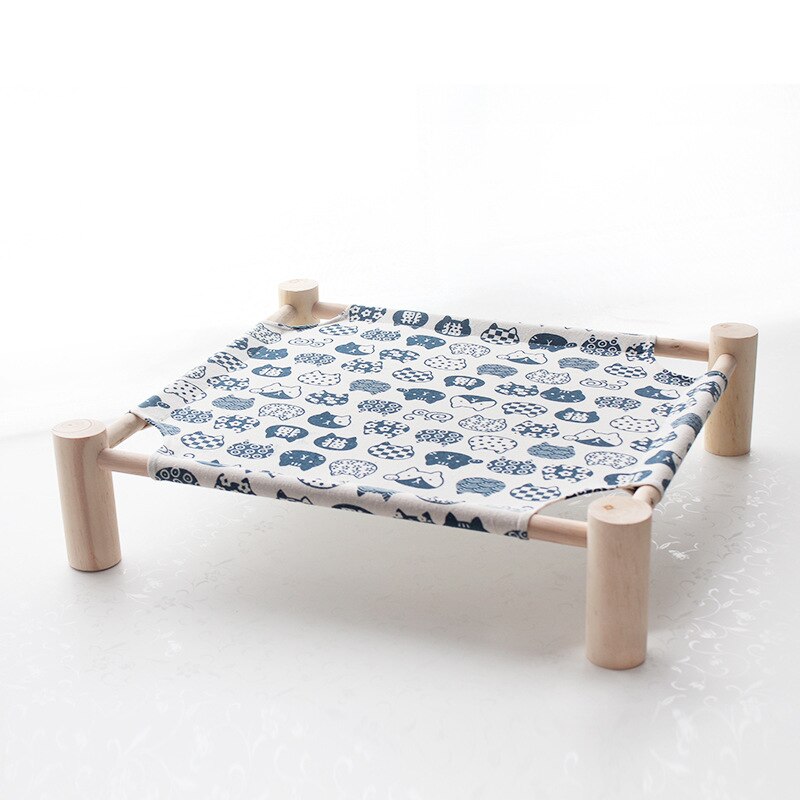 Elevated Cat Bed House Cat Hammocks Comfortable Kitten Puppy Cushion Mat Wood Canvas Cat Lounge Bed Summer Pet Sleeping Supplies: 4