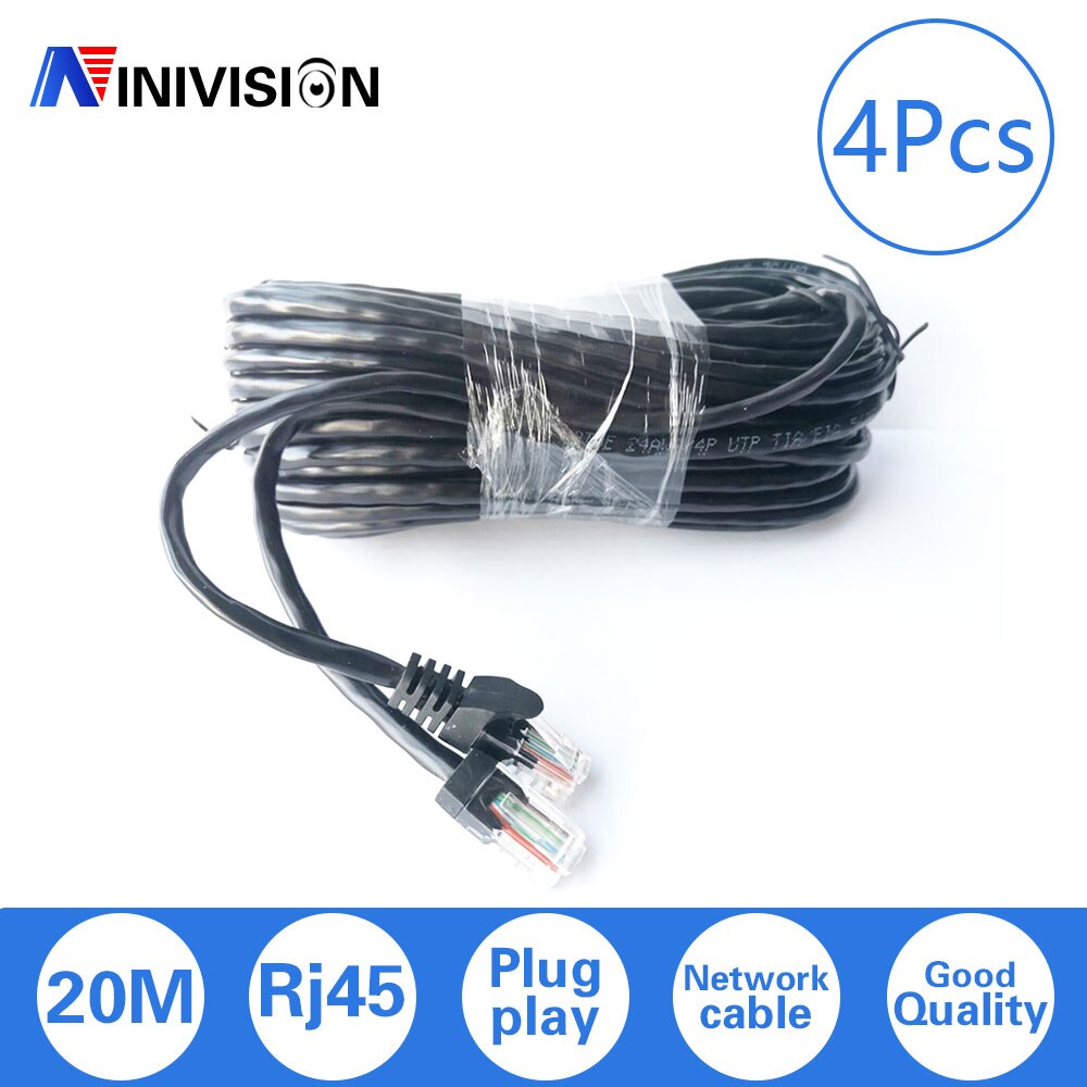 Waarde 4 Stuks 20M 65ft Cat5 Ethernet Netwerk Kabel RJ45 Patch Outdoor Waterdichte Lan Kabel Draden Voor Cctv Poe ip Camera Systeem
