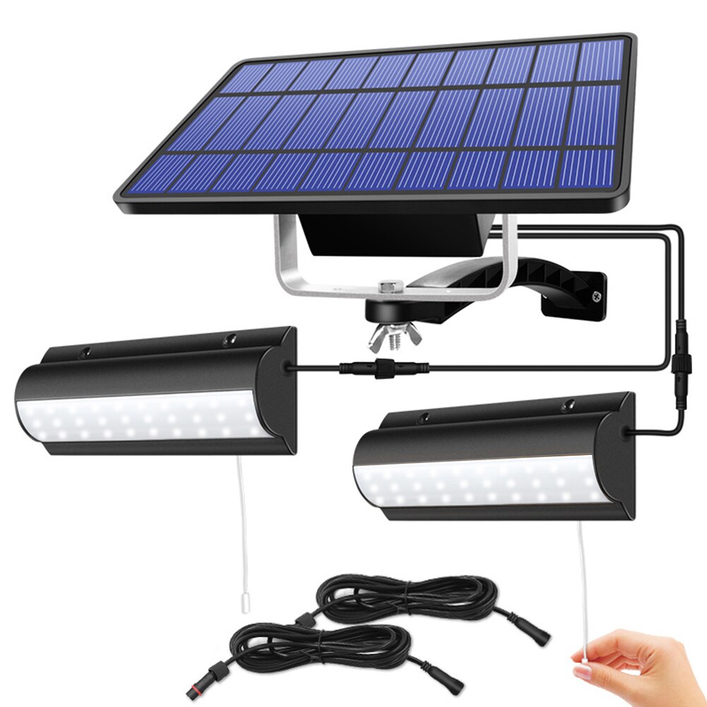 Lampe solaire suspendue avec interrupteur et interrupteur, éclairage pour l'intérieur et l'extérieur, lumière unique en deux parties, allumage/extinction automatique, idéal pour une chambre, un balcon ou une terrasse, modèle de LED: Double Lamp White