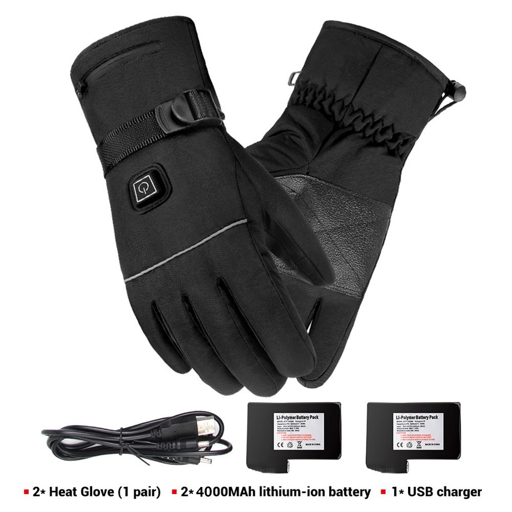 Motorcycle Gloves Waterproof Heated Guantes Moto Touch Screen Battery Powered Motorbike Racing Riding Gloves Winter: Glow Battery