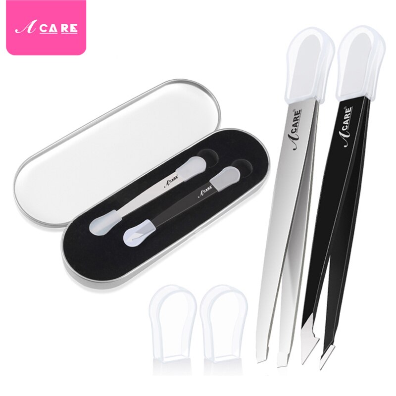2 Stuks Wenkbrauw Pincet Brood Rvs Professionele Platte Tip Schuine Tip Eye Brow Remover Gezicht Haar Makeup Beauty Tools