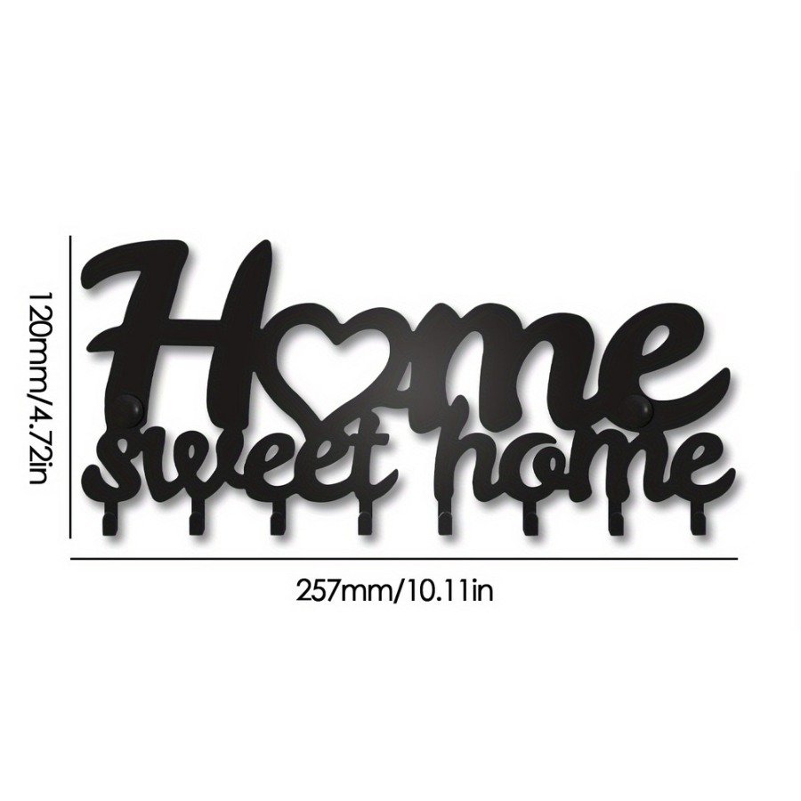 Stijlvolle 1-delige aan de muur gemonteerde Sweet Home-sleutelhouder: houd uw sleutels georganiseerd met deze creatieve voordeursleutelmuurhaak: WHITE