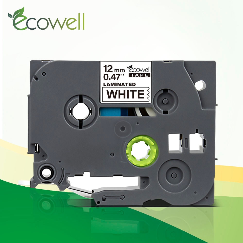 Ecowell 12Mm Printer Lint Tze-231 Tze 231 Tze231 Gelamineerd Label Tape Zwart Op Wit Vervangen Voor Brother P Touch label Maker