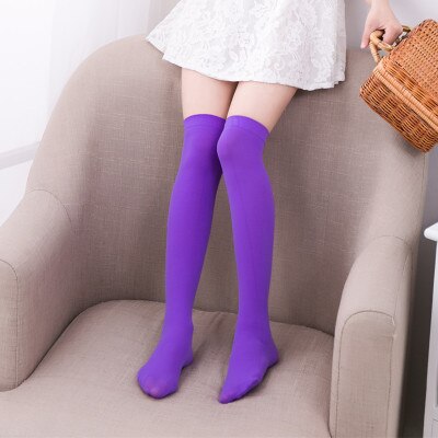 White School Girls Socks Velvet Knee High Long Socks Cartoon Star Heart Stripe Kid Black Princess Socks Kniekousen Meisje: Purple