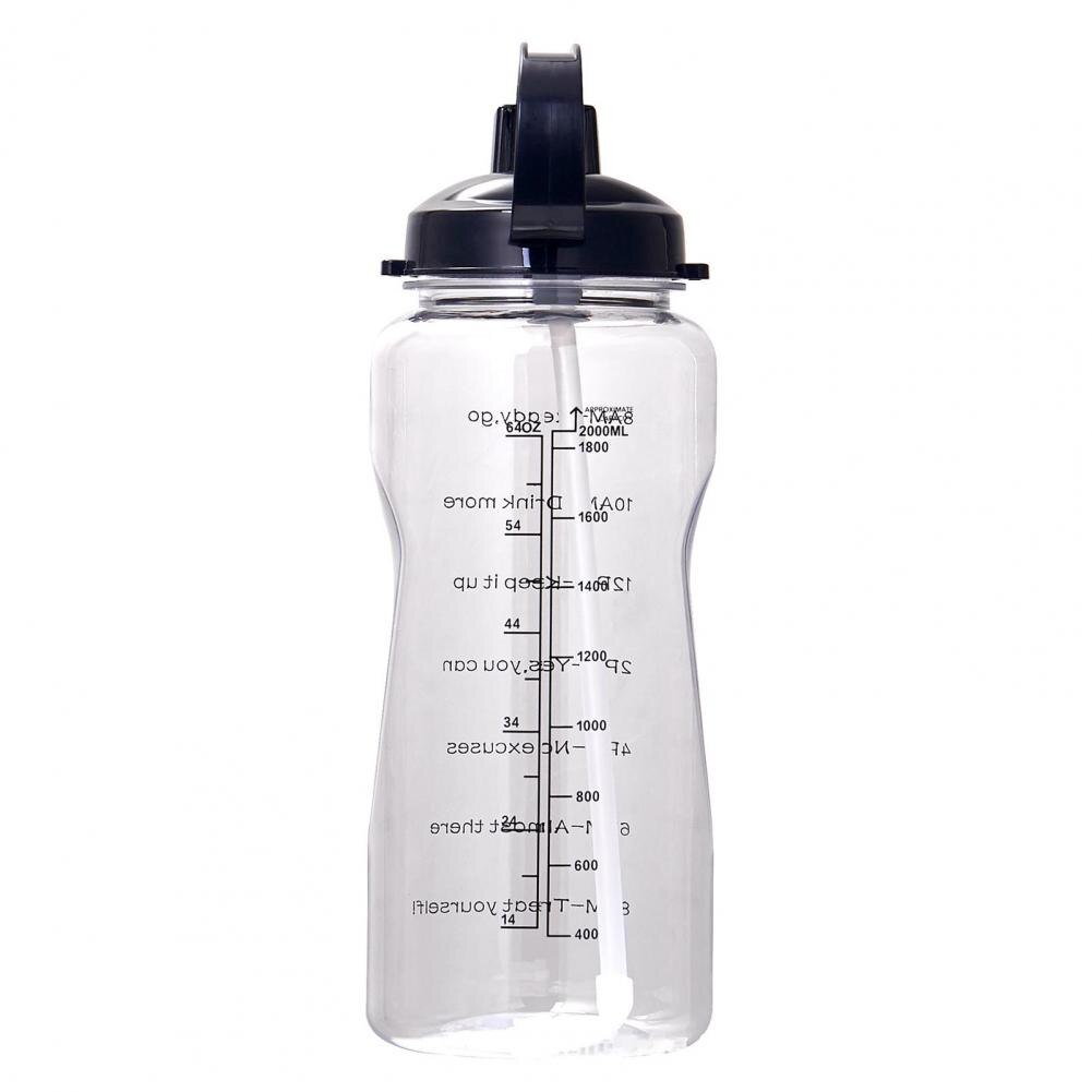 Tirtan 2L Stylish Outdoor Water Bottle Tasteless Kettle Time Marker for Fitness:  White