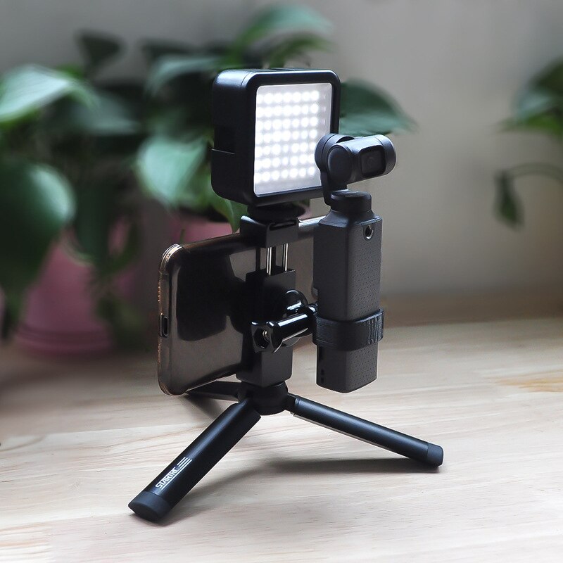 Handheld stativ halterung mit CNC telefon Clip Halfter halterung & LED-leuchten für FIMI Palme kamera gimbal zubehör Erweiterung Bausätze: mit Beleuchtung