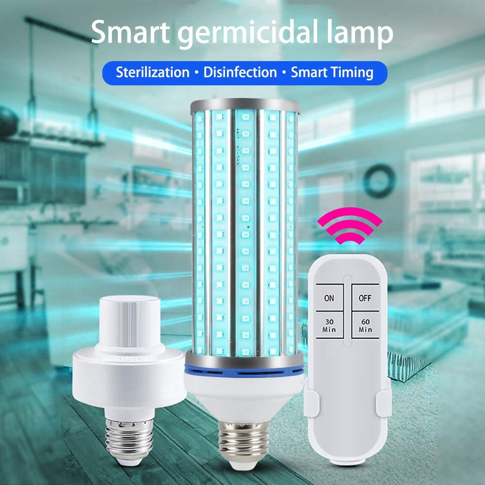 E27 Led Bulb Ultraviolet Germicidal UV Lamps 60W 110V 220V Disinfection Lights Lamp Corn Light Bulbs Remote Control