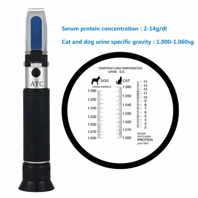 Handheld Pet clinical refractometer Dogs and Cats veterinarians 2-14g/dl refractometer ZGRC-300ATC