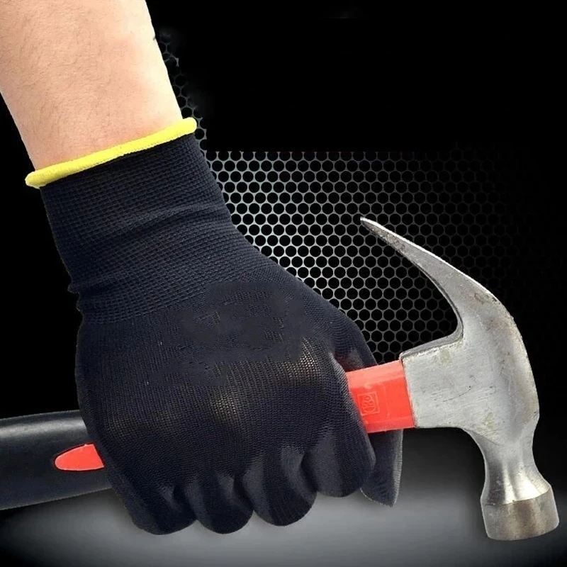 20 piezas/10 pares de guantes de poliuretano, guantes de trabajo de seguridad, guantes de reparación, guantes recubiertos de palma, suministros para carpinteros y reparadores