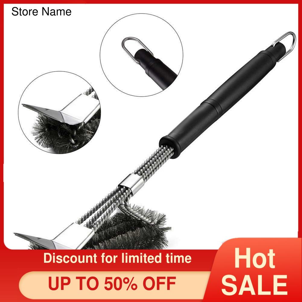 Stainless steel barbecue cleaning brush, wire three-in-one outdoor cleaner, large brush