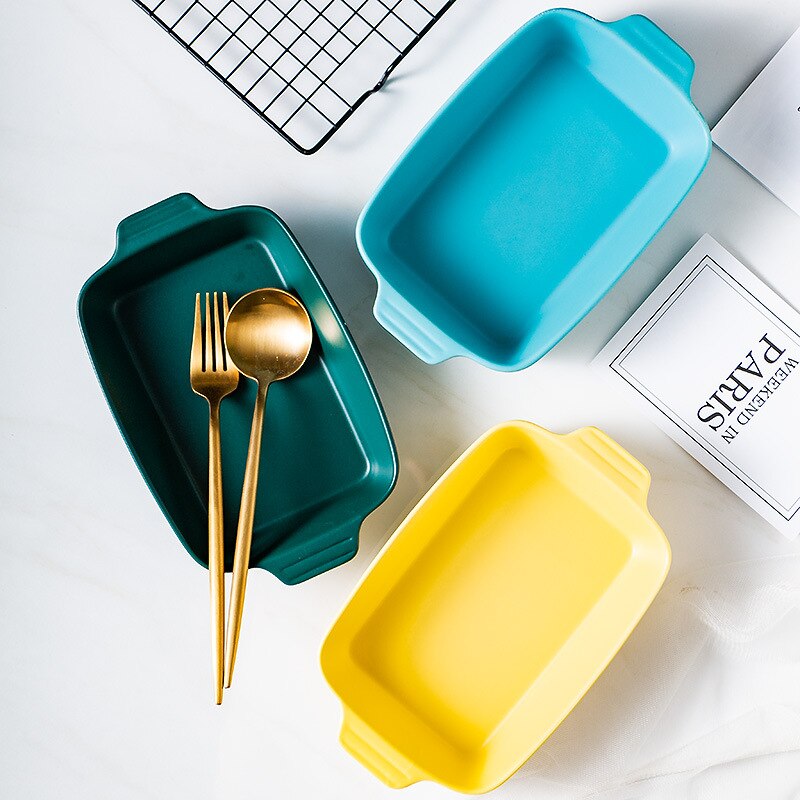Serving Plates Bakeware Ceramic Baked Plate Microwave Oven Plate Tableware serving tray ceramic plate plateau de service