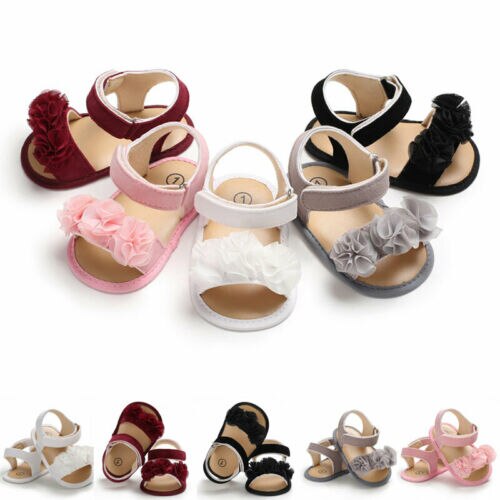 Kinderen zomer klompen 0-18m pasgeboren baby meisjes prinses bloemen sandalen sneakers peuter zachte wieg loopschoenen schoenen