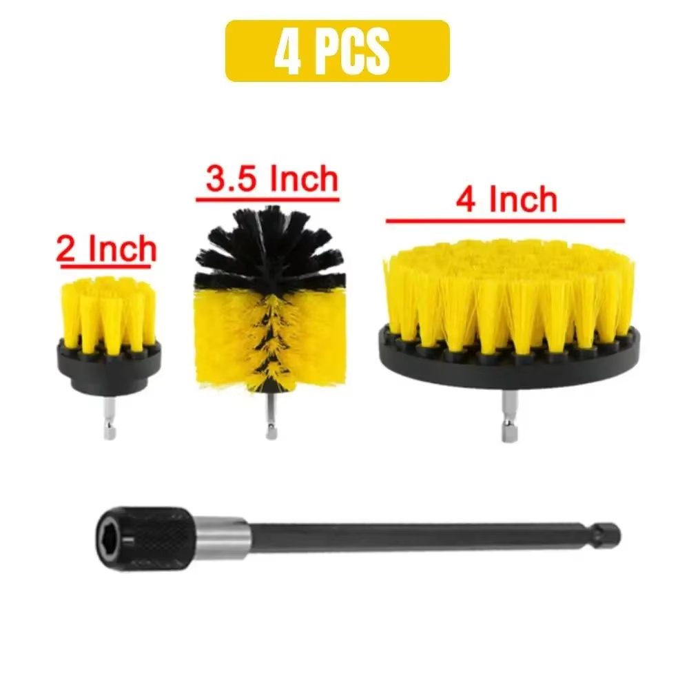 Kit de cepillo de taladro eléctrico, limpiador multiusos, herramientas de limpieza de neumáticos de coche para azulejos, baño, cocina, cepillos redondos de plástico